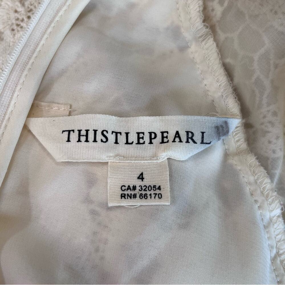 Urban Outfitters Thistlepearl Crochet Floral Cream Boho Mini Dress Size 4 - Picture 15 of 16